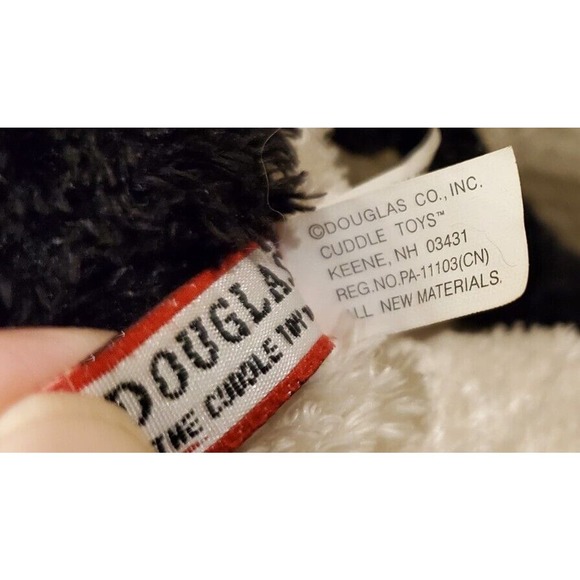 8 Inch Douglas Cuddle Toy Black White Cow Kinky Tail Stuffed Animal Plush - Picture 10 of 12